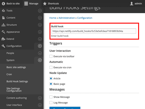 Drupal Web Hook
