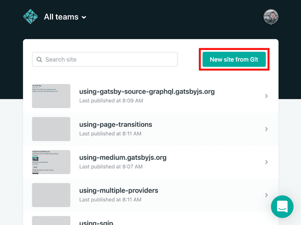 Netlify New site